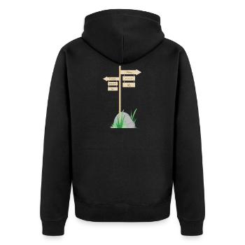 Wandern und Klettern Design - Unisex Premium Bio Zip Hoodie - Schwarz - Hinten - Nico (187cm)