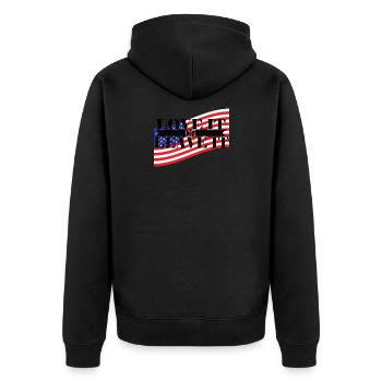 AIMEZ-LA OU LAISSEZ-LA AMERIQUE - Veste à capuche bio Premium Unisexe - noir - Dos - Nico (187cm)