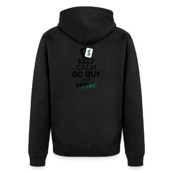 GARDER CALME GO ACHETER ET MAINTENIR Design - Idée cadeau - Veste à capuche bio Premium Unisexe - noir - Dos - Nico (187cm)
