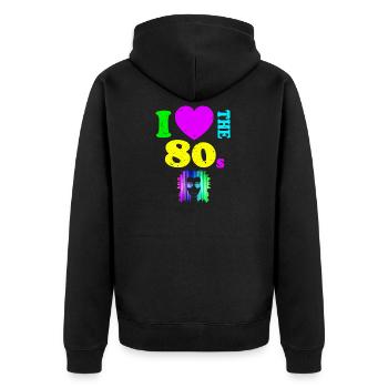 Ich liebe die 80er Jahre T-Shirt Neon Punk Rocker Glowing - Unisex Premium Bio Zip Hoodie - Schwarz - Hinten - Nico (187cm)