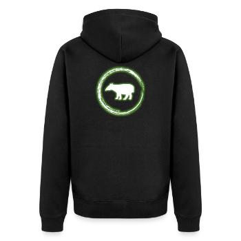 Glühen-Kreis-Grün Tapir Neon-glühender Effekt Retro - Unisex Premium Bio Zip Hoodie - Schwarz - Hinten - Nico (187cm)