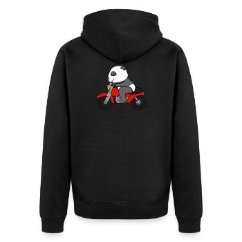 Panda-Reitmotorrad-T-Shirt Lustiges Sichuan - Unisex Premium Bio Zip Hoodie - Schwarz - Hinten - Nico (187cm)