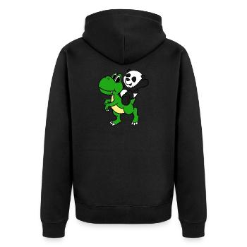 Panda Riding T-Rex T-Shirt Sichuan Animal Panda - Unisex Premium Organic Zip Hoodie - black - Back - Nico (187cm)