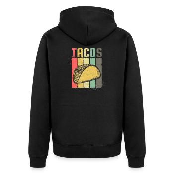 Taco, Tacos, Vintage, cadeau - Veste à capuche bio Premium Unisexe - noir - Dos - Nico (187cm)