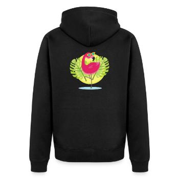 Cool Flamingo - Unisex Premium Bio Zip Hoodie - Schwarz - Hinten - Nico (187cm)