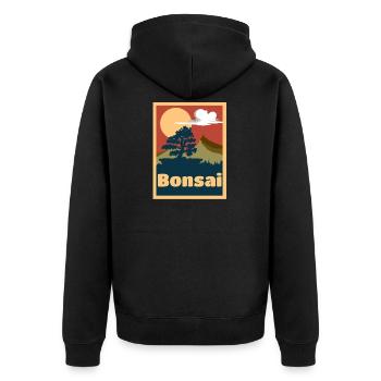 Bonsai Pflanze -Bonsai Baum Gärtner Geschenk - Unisex Premium Bio Zip Hoodie - Schwarz - Hinten - Nico (187cm)