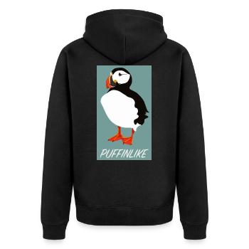 Puffin Puff Puffin - Unisex Premium Organic Zip Hoodie - black - Back - Nico (187cm)