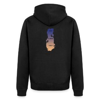 Kletter Familie - Unisex Premium Bio Zip Hoodie - Schwarz - Hinten - Nico (187cm)