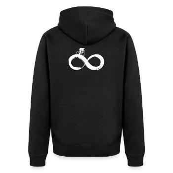 Rennrad Infinity - Unisex Premium Bio Zip Hoodie - Schwarz - Hinten - Nico (187cm)