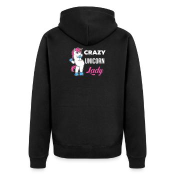 Crazy Unicorn Lady T-Shirt Funny Magical Unicorn - Veste à capuche bio Premium Unisexe - noir - Dos - Nico (187cm)
