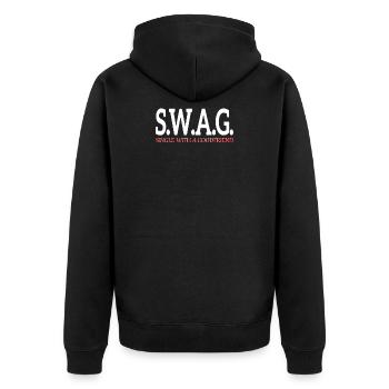 Swag - célibataire avec de bons amis - Veste à capuche bio Premium Unisexe - noir - Dos - Nico (187cm)