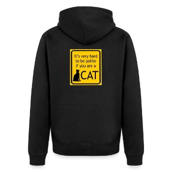 Cat design - Puss cat - Funny sayings - Unisex Premium Organic Zip Hoodie - black - Back - Nico (187cm)