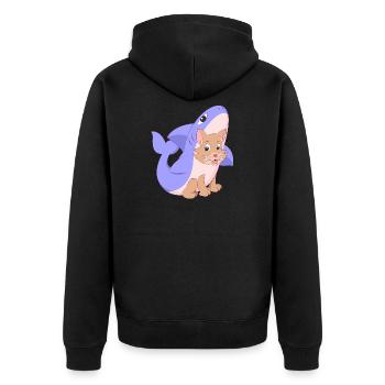 Cute cat in shark costume shirt gift cats - Unisex Premium Organic Zip Hoodie - black - Back - Nico (187cm)