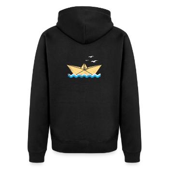Boot Segeln Urlaub Schiff Ozean - Unisex Premium Bio Zip Hoodie - Schwarz - Hinten - Nico (187cm)