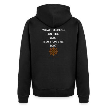 WHAT HAPPENS ON THE BOAT - Unisex Premium Organic Zip Hoodie - black - Back - Nico (187cm)