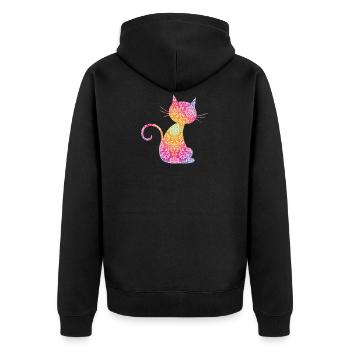 Mandala Cat - Unisex Premium Bio Zip Hoodie - Schwarz - Hinten - Nico (187cm)