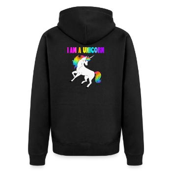 I am a Unicorn - I am a unicorn - Unisex Premium Organic Zip Hoodie - black - Back - Nico (187cm)