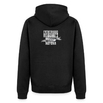 Paternité Mensuelle Requiert Amour Non ADN - Stepdad - Veste à capuche bio Premium Unisexe - noir - Dos - Nico (187cm)