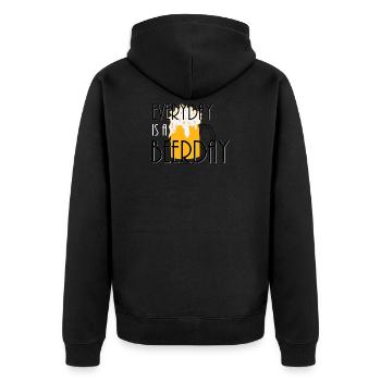 Bier - Unisex Premium Bio Zip Hoodie - Schwarz - Hinten - Nico (187cm)