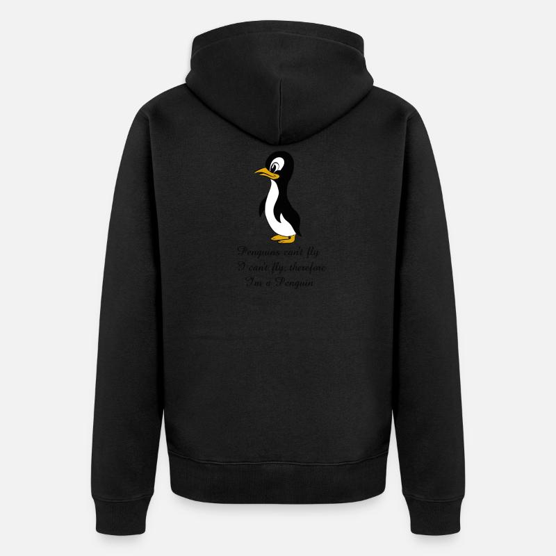 Pinguin Sprüche - Unisex Premium Bio Zip Hoodie - Schwarz