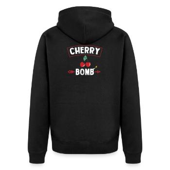 Cherry bomb cherry bomb cherry red cherry blossom - Unisex Premium Organic Zip Hoodie - black - Back - Nico (187cm)