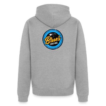 Blues guitare guitariste instrument de musique - Veste à capuche bio Premium Unisexe - gris chiné - Dos - Nico (187cm)