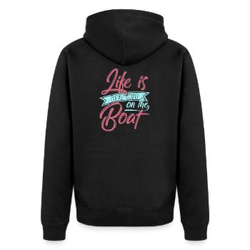 Boot Segeln Ozean Törn Segelboot - Unisex Premium Bio Zip Hoodie - Schwarz - Hinten - Nico (187cm)