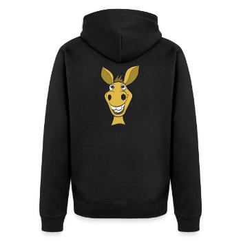 Lustiges Pferd - Unisex Premium Bio Zip Hoodie - Schwarz - Hinten - Nico (187cm)