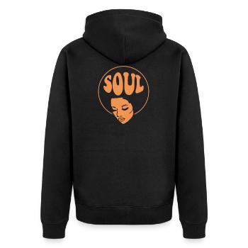 Soul Musik Black Music Jazz - Unisex Premium Bio Zip Hoodie - Schwarz - Hinten - Nico (187cm)