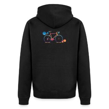 Buntes Fahrrad Geschenk zum Geburtstag - Unisex Premium Bio Zip Hoodie - Schwarz - Hinten - Nico (187cm)