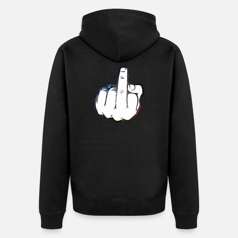 Mittelfinger Comic - Unisex Premium Bio Zip Hoodie - Schwarz
