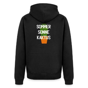 Sommer Sonne Kaktus - Unisex Premium Bio Zip Hoodie - Schwarz - Hinten - Nico (187cm)