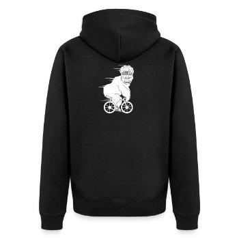 Gorilla Cycling Bike Roadbike Riding Gift Idea - Unisex Premium Bio Zip Hoodie - Schwarz - Hinten - Nico (187cm)