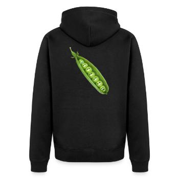Erbsen - Unisex Premium Bio Zip Hoodie - Schwarz - Hinten - Nico (187cm)