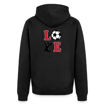 Love Fußball Football - Unisex Premium Bio Zip Hoodie - Schwarz - Hinten - Nico (187cm)