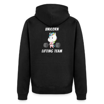 Unicorn Training Team Women Workout Gym Fitness - Unisex Premium Organic Zip Hoodie - black - Back - Nico (187cm)