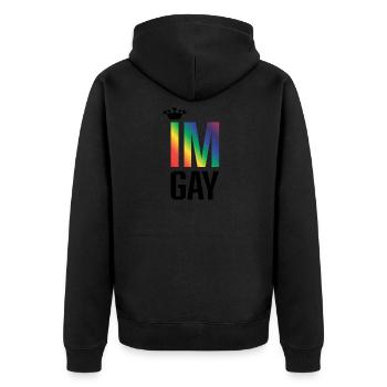 Im gay - Je suis gay - Veste à capuche bio Premium Unisexe - noir - Dos - Nico (187cm)