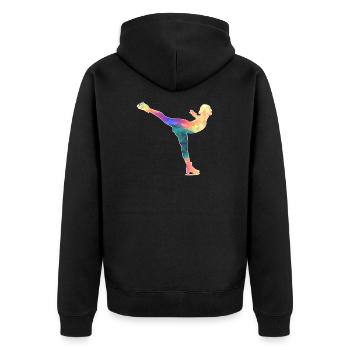 Eiskunstläuferin / Eiskunstläufer / Eiskunstlauf - Unisex Premium Bio Zip Hoodie - Schwarz - Hinten - Nico (187cm)
