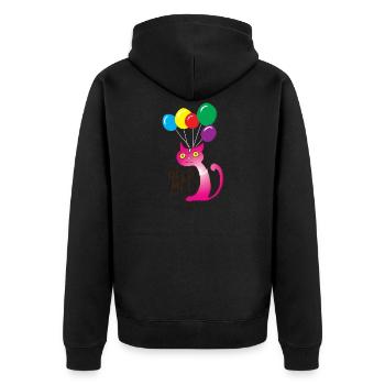 Katze Hilf mir, Help me - Unisex Premium Bio Zip Hoodie - Schwarz - Hinten - Nico (187cm)