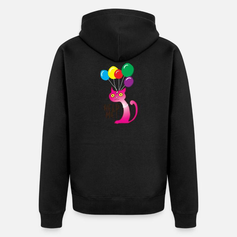 Chat Aidez-moi, Aidez-moi - Veste à capuche bio Premium Unisexe - noir