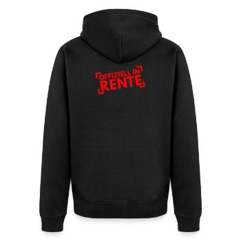 Offiziell in Rente, Rentner, Pension - Unisex Premium Bio Zip Hoodie - Schwarz - Hinten - Nico (187cm)
