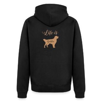 Life is Golden - Golden Retrievers T-Shirt - Unisex Premium Organic Zip Hoodie - black - Back - Nico (187cm)