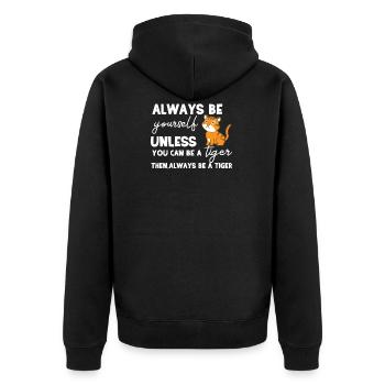Tiger - Tiger Fan - Tiger Lover - Be Yourself - Unisex Premium Organic Zip Hoodie - black - Back - Nico (187cm)