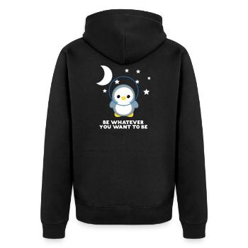 Pinguin - Pinguine - Pinguinmotiv - Be Yourself - Unisex Premium Bio Zip Hoodie - Schwarz - Hinten - Nico (187cm)