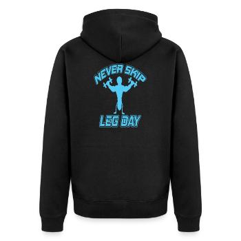 nver skip leg day powerlifting bodybuilding - Unisex Premium Organic Zip Hoodie - black - Back - Nico (187cm)