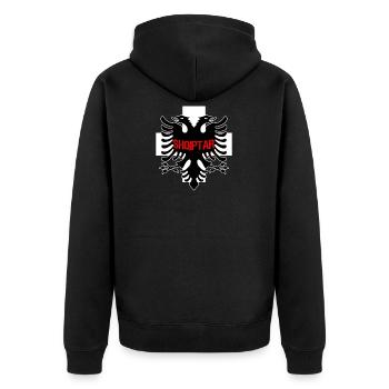 Albanien Schweiz Shirt shqiptar - Unisex Premium Bio Zip Hoodie - Schwarz - Hinten - Nico (187cm)