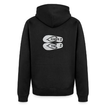 Summer Time Sommer Urlaub Flip Flop - Unisex Premium Bio Zip Hoodie - Schwarz - Hinten - Nico (187cm)
