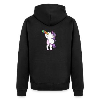 Funny Beer Unicorn Funny Beer Unicorn Party - Unisex Premium Organic Zip Hoodie - black - Back - Nico (187cm)