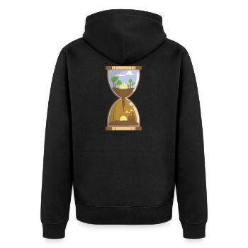 Sanduhr / Umweltverschmutzung / Naturschutz - Unisex Premium Bio Zip Hoodie - Schwarz - Hinten - Nico (187cm)