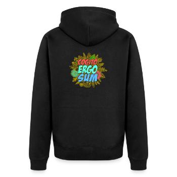 Cogito ergo sum - Unisex Premium Bio Zip Hoodie - Schwarz - Hinten - Nico (187cm)
